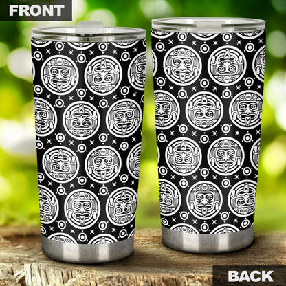 Calendar Aztec White Black Print Pattern Tumbler