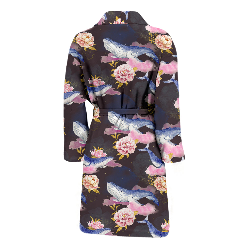 Blue Whale Print Design LKS401 Men Bathrobe
