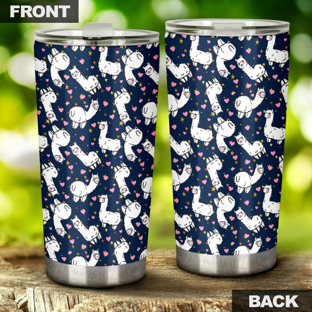 Alpaca Heart Star Design Themed Print Tumbler