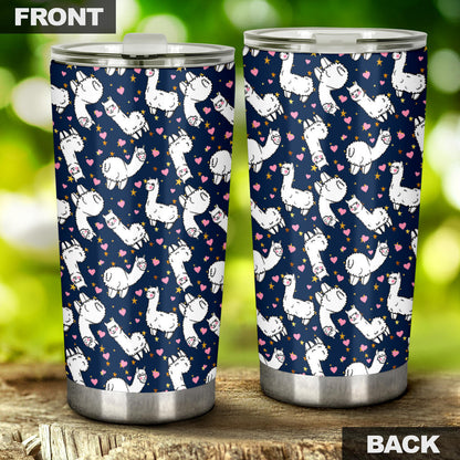 Alpaca Heart Star Design Themed Print Tumbler