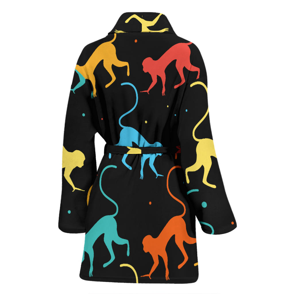 Monkey Pattern Print Design 01 Women Bathrobe