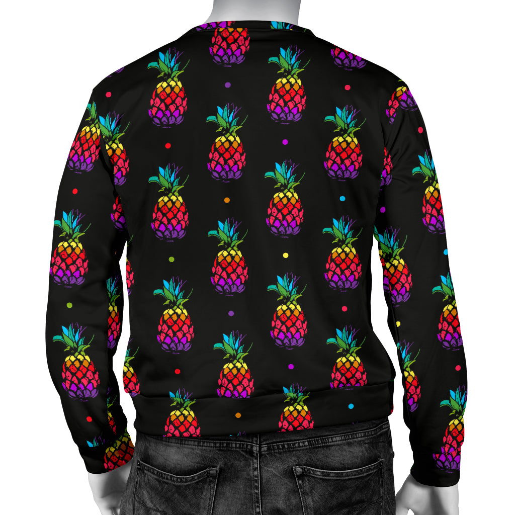 Pineapple Rainbow Dot Print Men Long Sleeve Sweatshirt