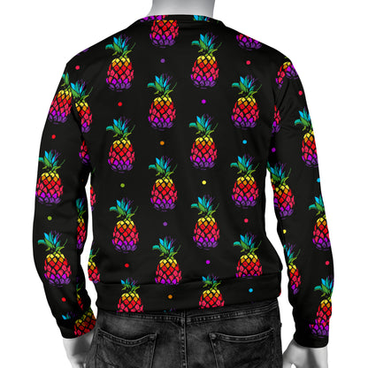 Pineapple Rainbow Dot Print Men Long Sleeve Sweatshirt