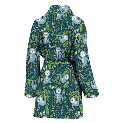Sloth Print Design LKS304 Women Bathrobe