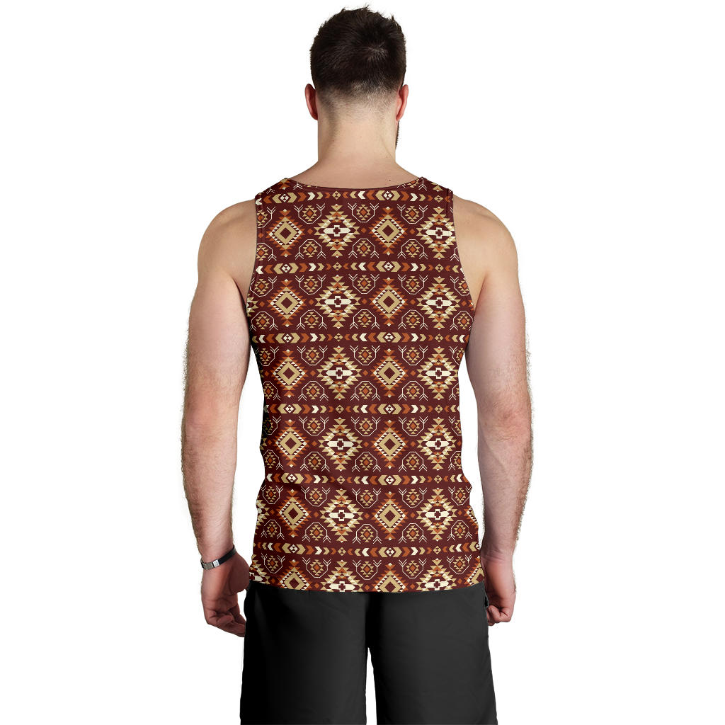 Navajo Native Color Print Pattern Men Tank Top