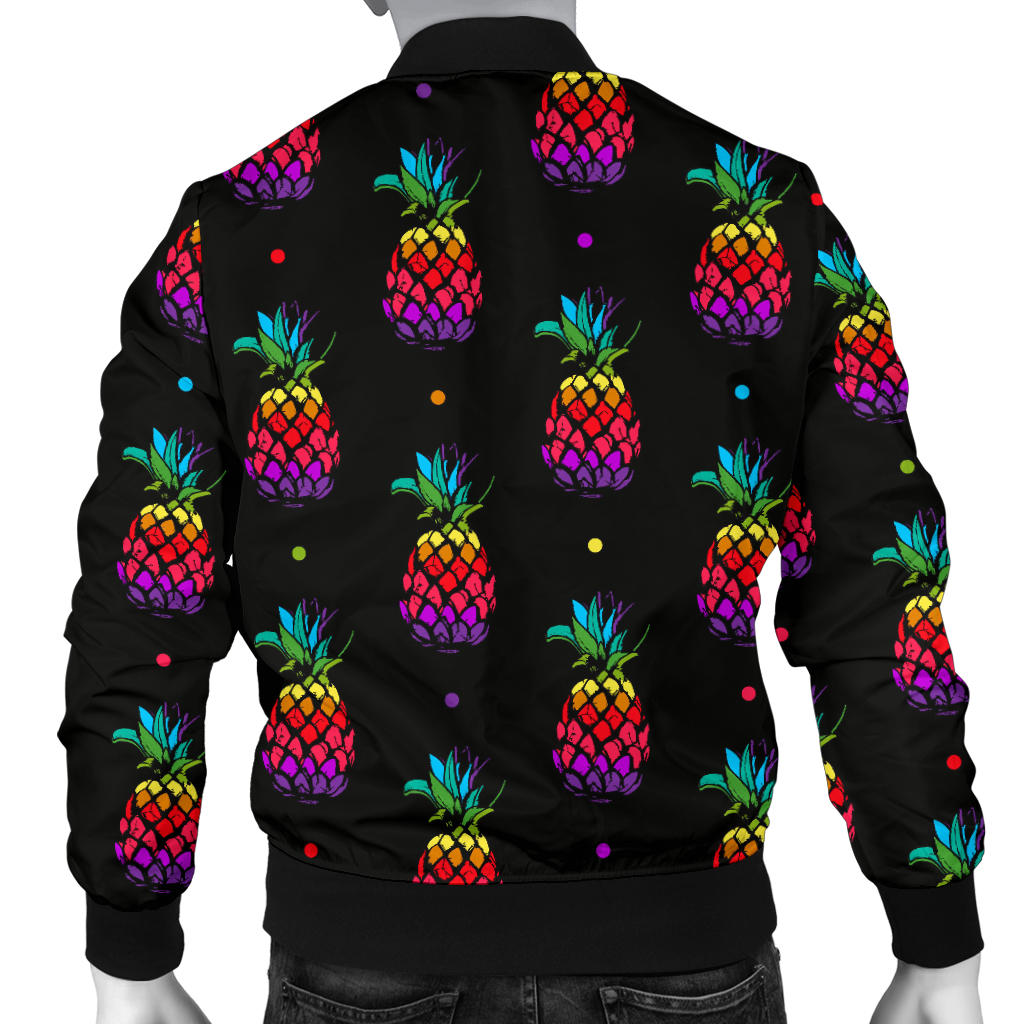 Pineapple Rainbow Dot Print Men Bomber Jacket
