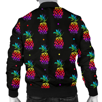 Pineapple Rainbow Dot Print Men Bomber Jacket