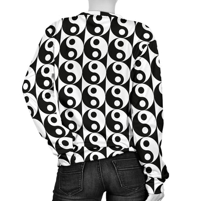 Yin Yang Classic Pattern Design Print Women Long Sleeve Sweatshirt