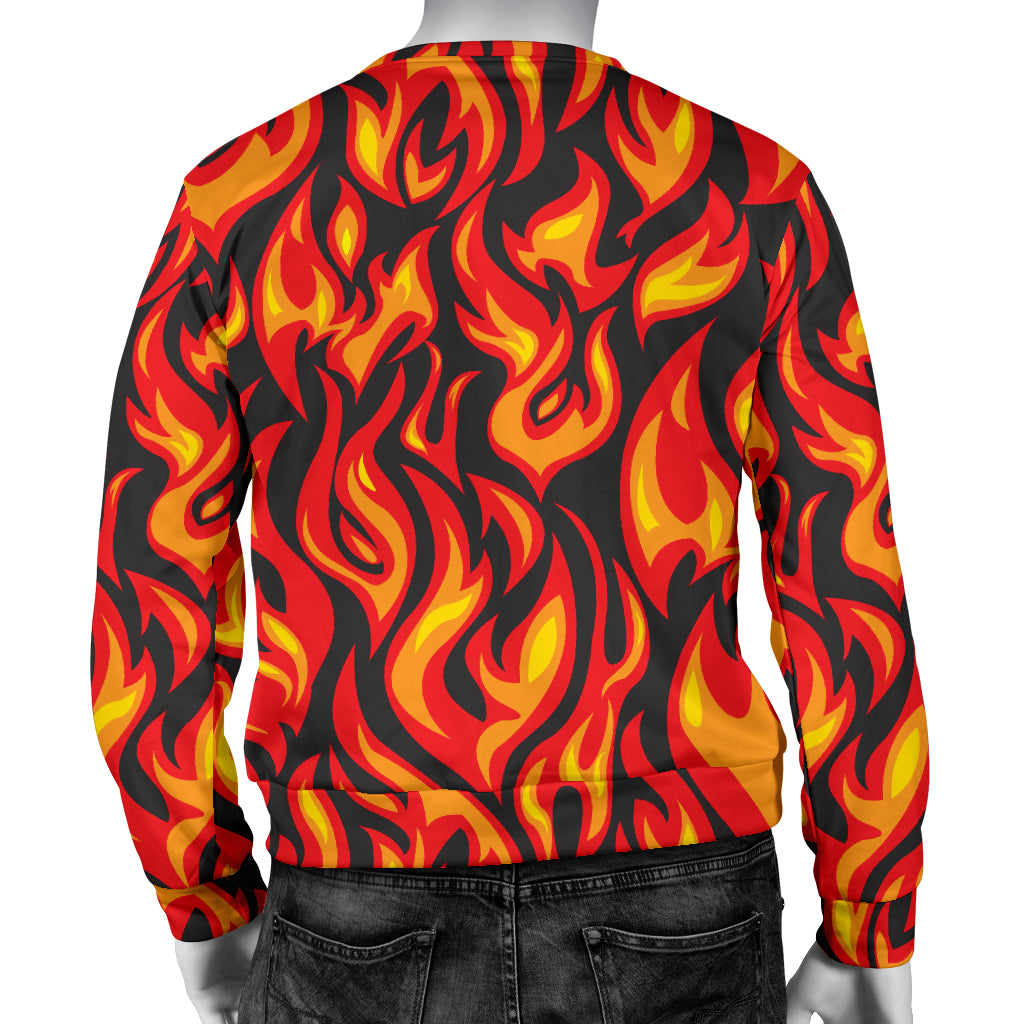 Flame Fire Print Pattern Men Long Sleeve Sweatshirt