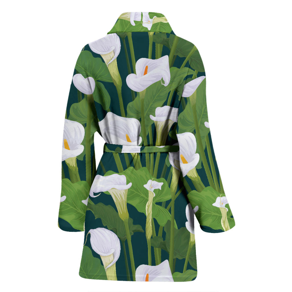 Lily Pattern Print Design 04 Women Bathrobe