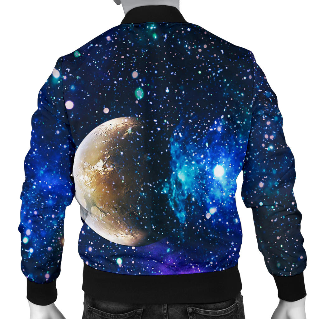 Galaxy Stardust Planet Space Print Men Bomber Jacket