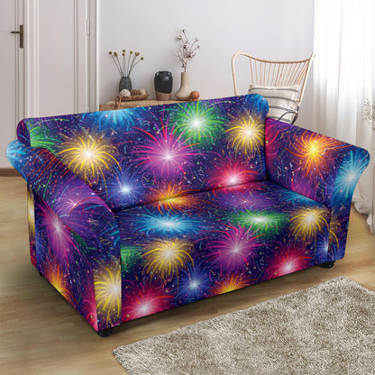 Firework Colorful Print Design LKS301 Loveseat Couch Slipcover