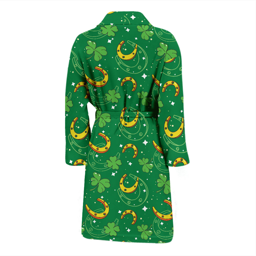 Shamrock With Horse Shoes Print Design LKS305 Men Bathrobe
