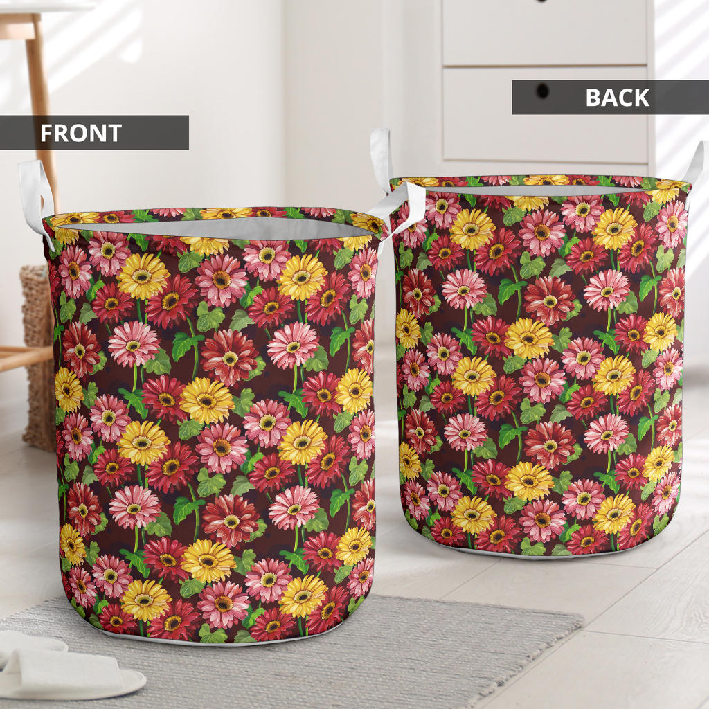 Daisy Gerbera Print Pattern Laundry Basket