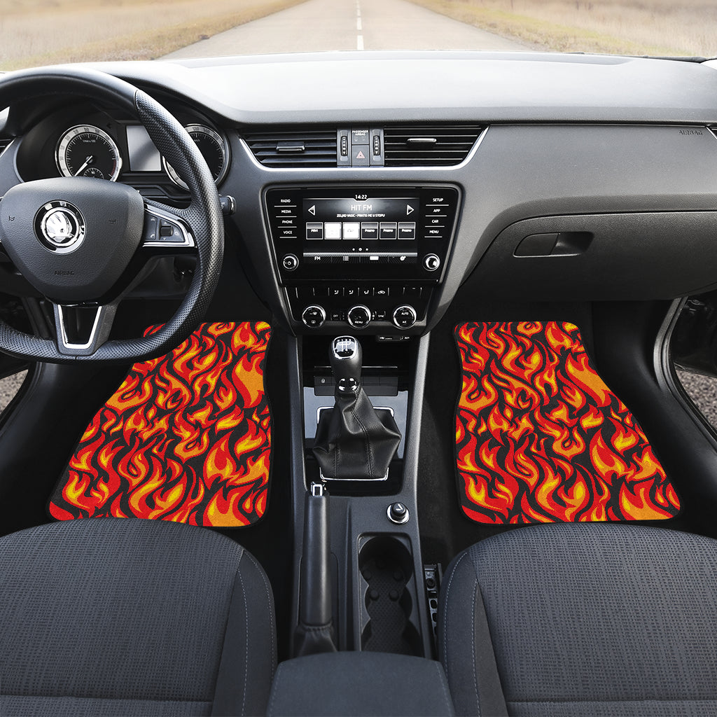 Flame Fire Print Pattern Car Floor Mats Front Back
