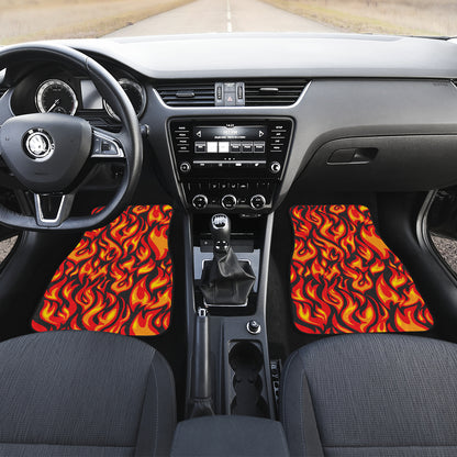 Flame Fire Print Pattern Car Floor Mats Front Back