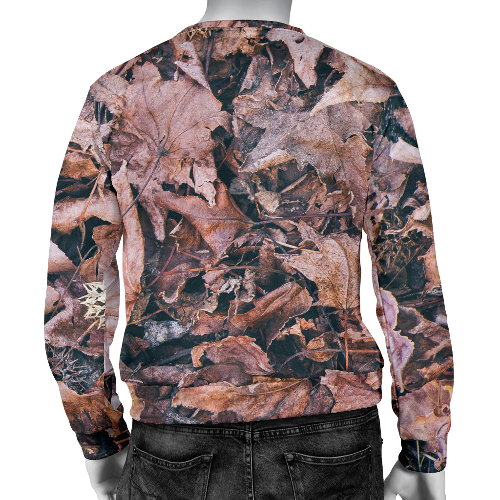 Camouflage Realistic Tree Leaf Print Men Long Sleeve Sweatshirt