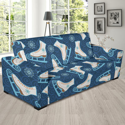 Ice Skate Pattern Print Design 01 Sofa Slipcover