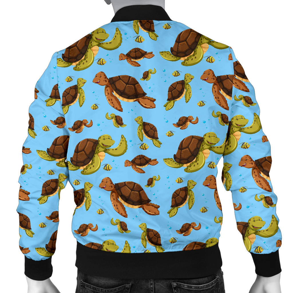 Hello Sea Turtle Print Pattern Men Bomber Jacket