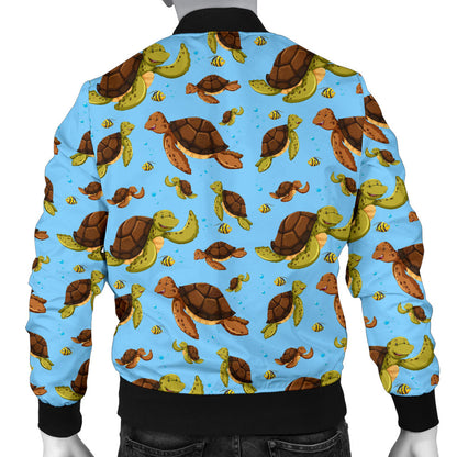 Hello Sea Turtle Print Pattern Men Bomber Jacket