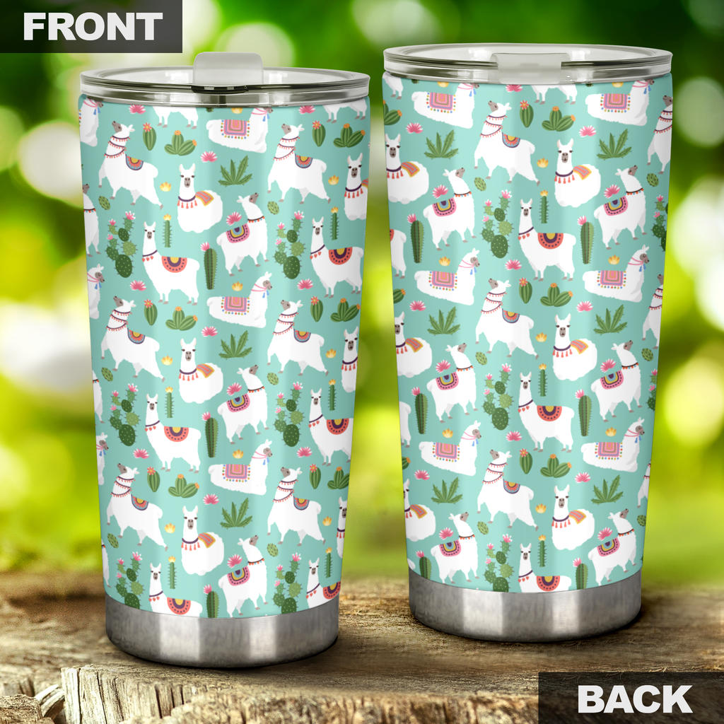Llama with Cactus Themed Print Tumbler