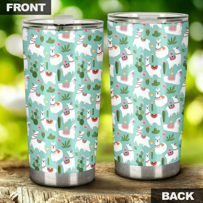 Llama with Cactus Themed Print Tumbler