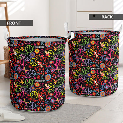Peace Sign Colorful Design Print Laundry Basket