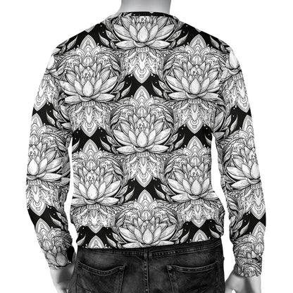 Lotus Mandala Print Pattern Men Long Sleeve Sweatshirt