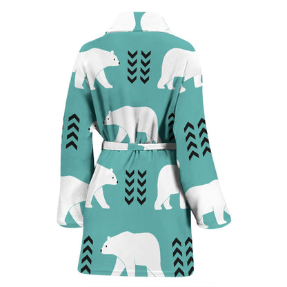 Polar Bear Pattern Print Design A05 Women Bathrobe