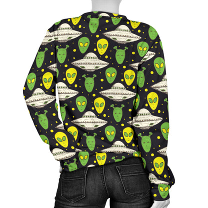 Alien UFO Pattern Women Long Sleeve Sweatshirt