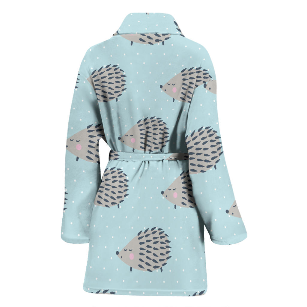 Hedgehog Pattern Print Design 02 Women Bathrobe