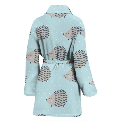 Hedgehog Pattern Print Design 02 Women Bathrobe