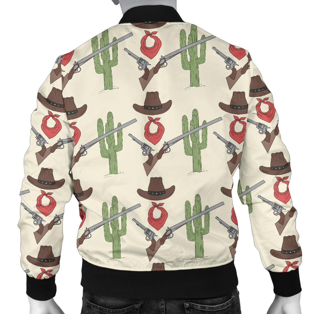 Western Cowboy Print Men Bomber Jacket