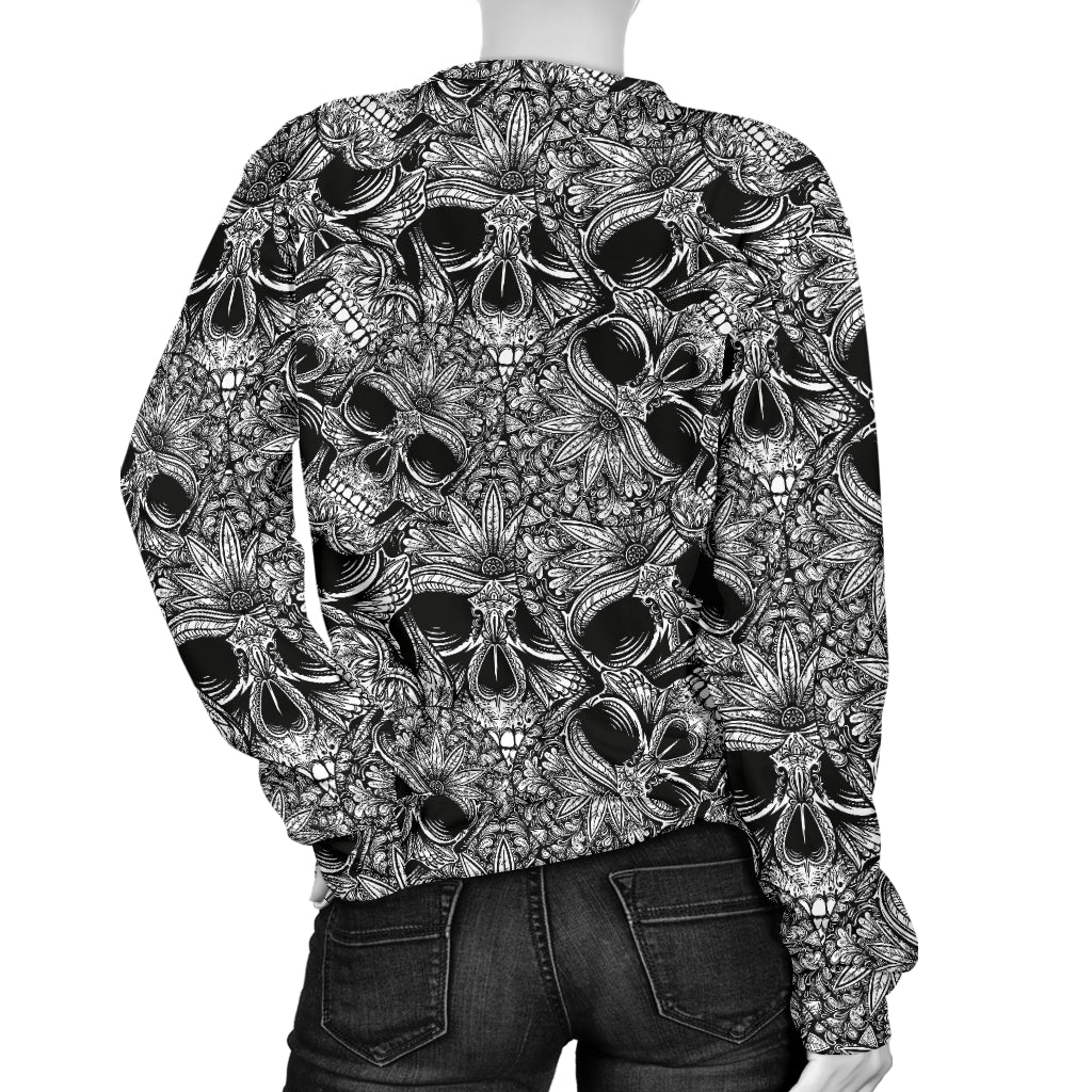 Skull Tattoo Design Print Women Long Sleeve Sweatshirt