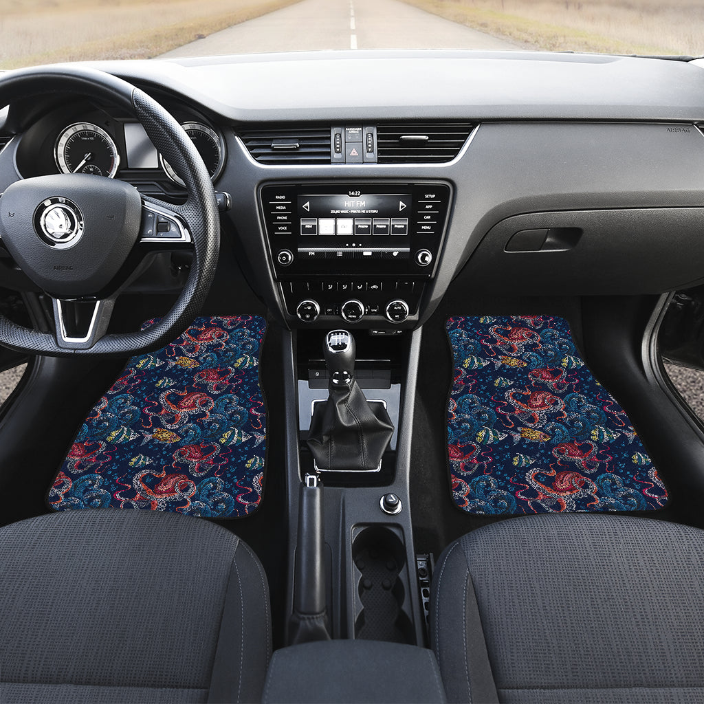Octopus Deep Sea Print Themed Car Floor Mats Front Back