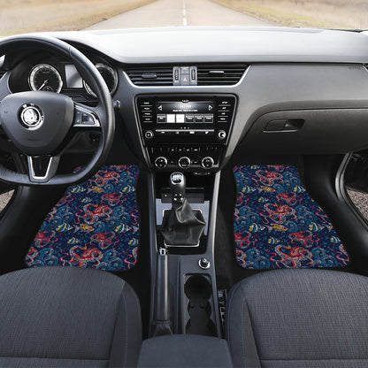 Octopus Deep Sea Print Themed Car Floor Mats Front Back