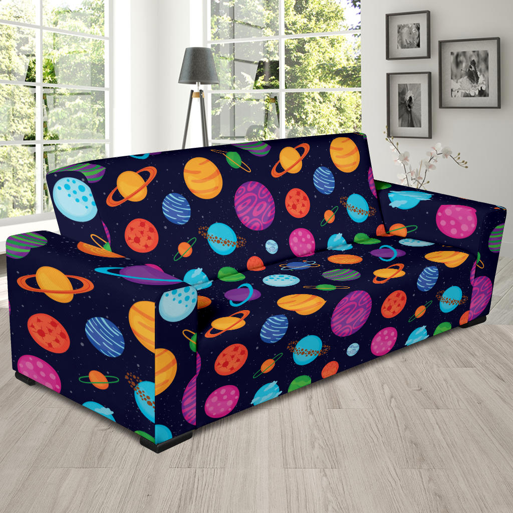 Planet Multicolor Print Design LKS302 Sofa Slipcover
