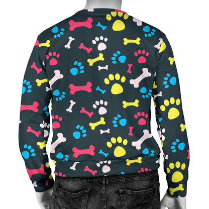 Paw Design Print Men Long Sleeve Sweatshirt