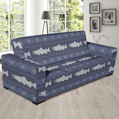 Salmon Fish Knit Style Print Design LKS304 Sofa Slipcover