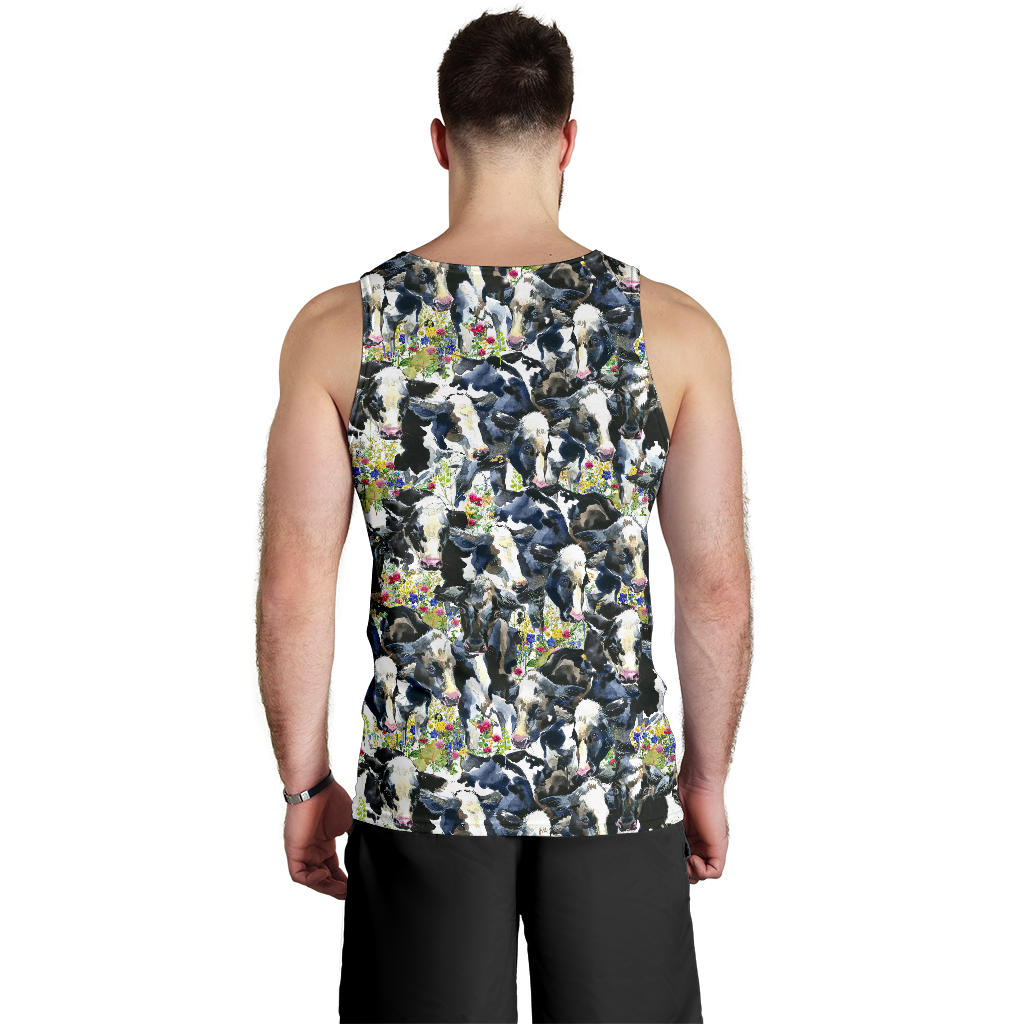 Cow Watercolor Print Pattern Men Tank Top