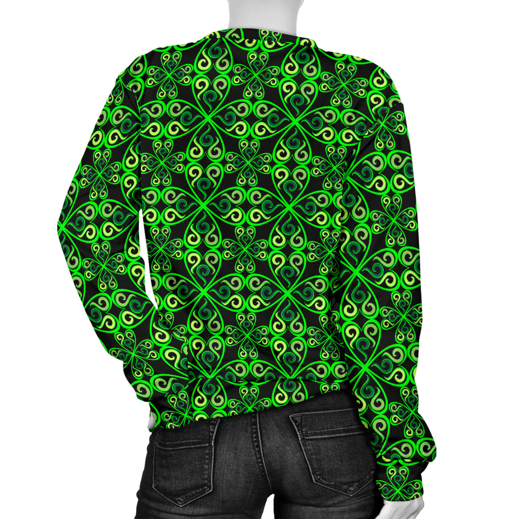 Celtic Green Neon Design Women Long Sleeve Sweatshirt