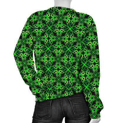 Celtic Green Neon Design Women Long Sleeve Sweatshirt