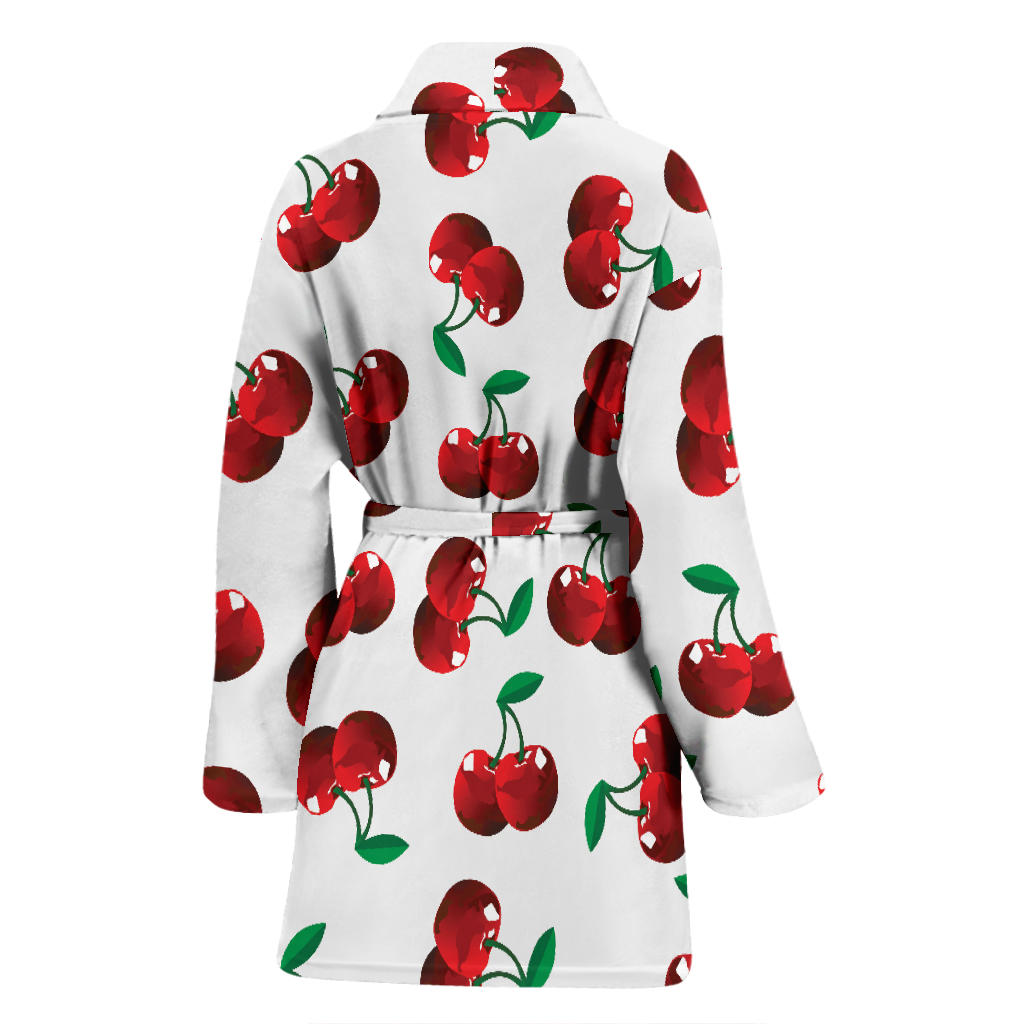 Cherry Pattern Print Design 01 Women Bathrobe