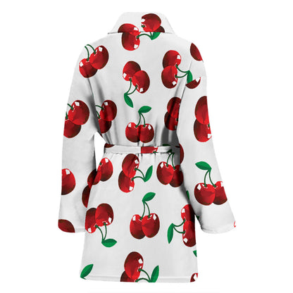 Cherry Pattern Print Design 01 Women Bathrobe
