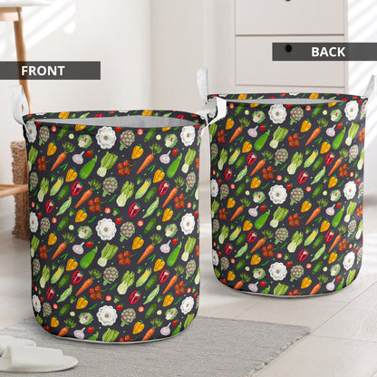 Vegan Pattern Themed Design Print Laundry Basket