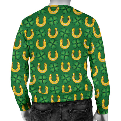 Shamrock Horseshoes Print Pattern Men Long Sleeve Sweatshirt