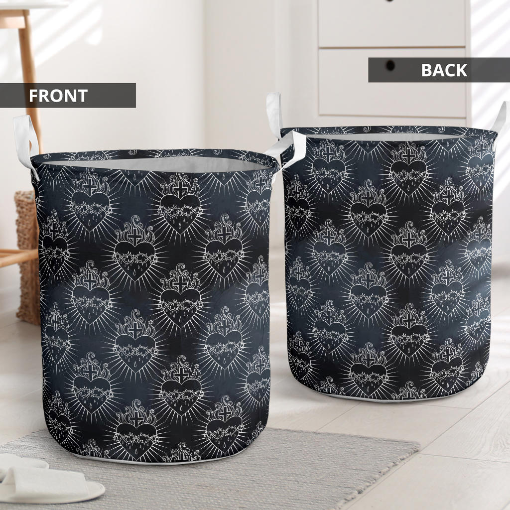 Christian Heart Tattoo Style Laundry Basket