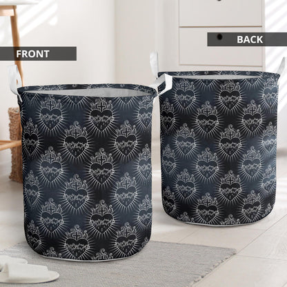 Christian Heart Tattoo Style Laundry Basket