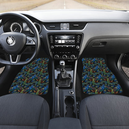 Peacock Themed Design Print Car Floor Mats Front Back
