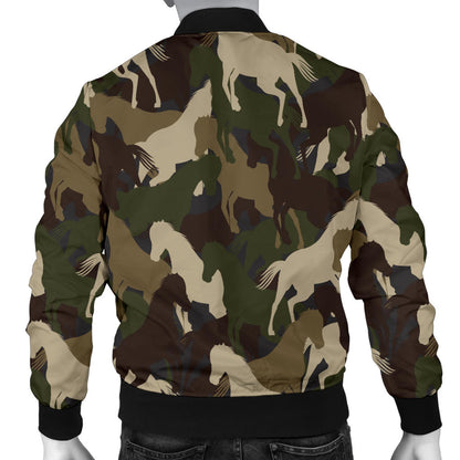 Horse Camo Themed Design Print Men Bomber Jacket